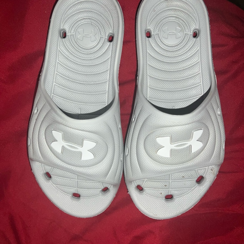 Under Armour White Slide Sandals